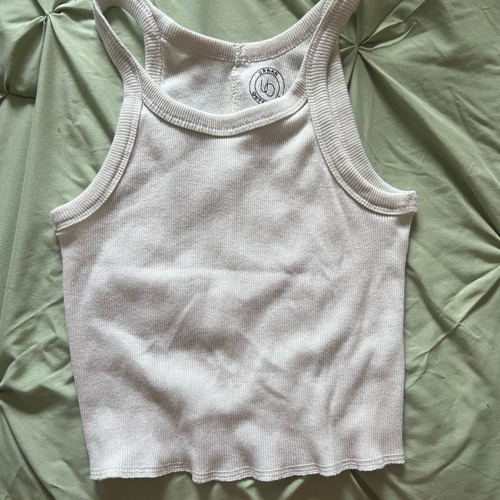 Urban Outfitters White Ribbed Crop Top